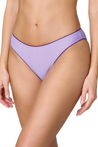 Goldenpoint Donna Costume da Bagno Lamè - Parte Bassa del Bikini - Slip Fianco Basso in Tessuto Doppiato Tinta Unita con Lurex Taglia XS Colore Lavanda