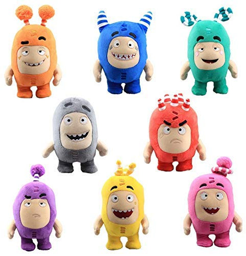 Oddbods Plüsch 18cm, süßes Oddbod-Plüschtier weiches Oddbods-Cartoon-Plüschtier Schatzsoldat Plüschpuppe Geschenk für Fans (8 Stück)
