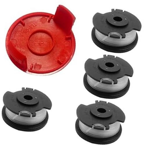 MKVAXR Fadenspule for Rasentrimmer, for Einhell GE-CT 18/28 Li und GE-CT 18/28 Li TC, 1,6 mm, 4,9 m, TLE-03-Nylon-Rasentrimmerfadenspule (7 Spulen + 1 Abdeckung)(Black 4 Spool+1 Cover)