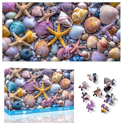 Ginfonr Puzzle 1000 Teile 《Tidal Gifts 》 Puzzle Erwachsene Herausforderndes Rätsel,Puzzlespiele Für Die Ganze Familie, EIN Festliches Geschenk Für Freunde in Einer Schönen Verpackung Meerestier