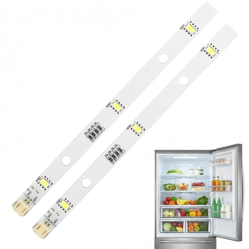 2 Pack LED Fridge Strip Light Compatible with Rongsheng/Hisense Refrigerator Lighting E349766 Mddz-162a 1629348 Dc12v 2w for Hisense Fridge Freezer, Replacement LED Light Bar (16x1cm / 6.3x0.4in)
