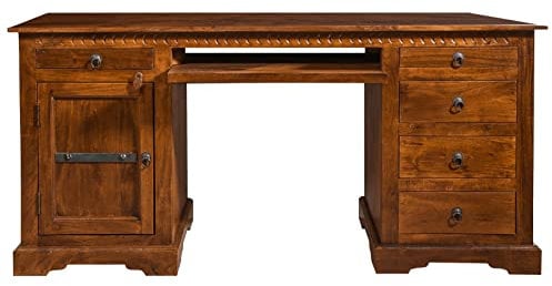 MASSIVMOEBEL24.DE Oxford Schreibtisch Akazie 158x54x76, Farbe:Hellbraun lackiert, Größe:158x54x76 cm (BxTxH)