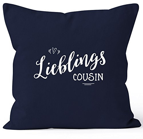 MoonWorks Kissenbezug Lieblingscousin Lieblingskusin Geschenk Familie Cousin Kissen-Hülle Deko-Kissen 40x40 Baumwolle Navy 40cm x 40cm