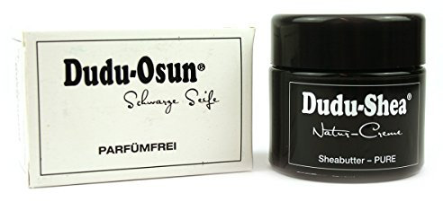 Dudu-Osun - Set PURE - 1x 100% reine Sheabutter Natur-Creme PURE 100ml + 1x Dudu-Osun PURE Parfümfreie Schwarze Seife Fragrance-free 150g