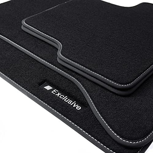 teileplus24 BAX-047 Exclusive Sport Fußmatten kompatibel mit Mercedes C-Klasse W204 / S204 2007-2014, Naht:Silber