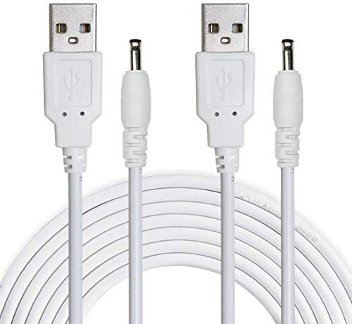 Liwinting 2pcs 1.5m USB vers DC 5 Volt 3.5mm x 1.35mm Barrel Jack Power Câble - Blanc
