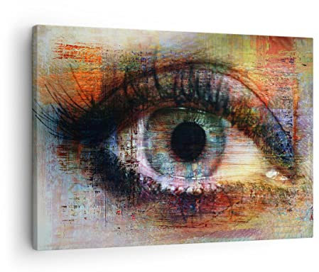 Bilder auf Leinwand Auge Abstraktion Leinwandbild mit Rahmen 70x50cm Wandbilder Dekoration Wohnzimmer Schlafzimmer Küche Deko Klein Wanddeko Bild Wand Kunstdruck Art Wall Decor Canvas AA70x50-3518
