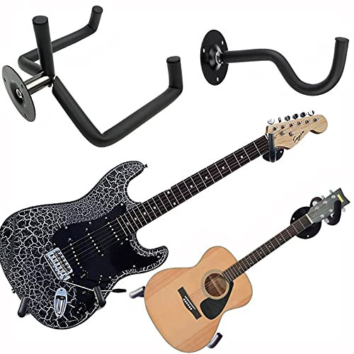 Jashem Guitar Wall Mount Acoustic Electric Classical Guitar, Ukulele, Banjo and Mandolin Wall Hanger Slat Wall Horizontal Guitar Holder Bass Stand Rack Hook (1 Pack)