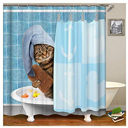 Abellale Rideaux Douche Original Chat Polyester Rideau de Douche 90x180 CM