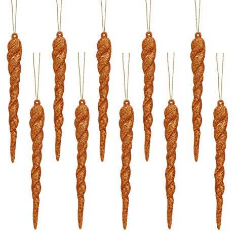 Christmas Concepts® 12cm Glitter Icicle Decorations Christmas Tree Trims (COPPER, 10)