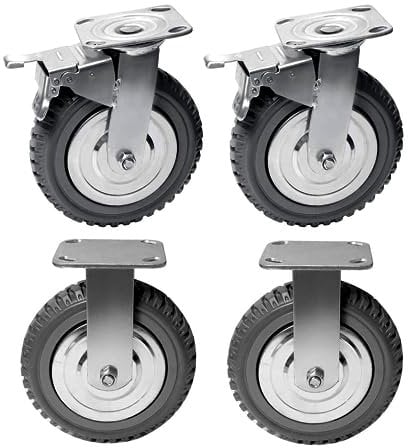 uyoyous 200 mm Heavy Duty Castor Wheels 8 inch Industrial Castor Wheels Anti-Skid Swivel Plate Caster with 360° Ball Bearings Top Plate for Furniture and Industry