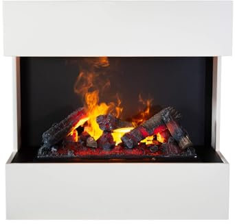 Xaralyn - Elektrokamin Lucca - Wandkamin - Weiße elektrischer Kamin - Opti-Myst Cassette 600 Wassernebelkamin - Fernbedienung