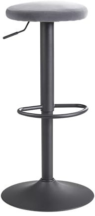 FineBuy Barhocker Samt Hocker ohne Lehne 58-79 cm, Küchenhocker Stoff/Metall 100kg, Design Barstuhl Tresenhocker Drehbar Bistrohocker Schwarz