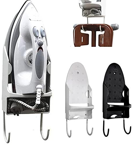 WMLBK Ironing Board Hanger,Wall Mounted Ironing Board Holder with Hooks Ironing Board Storage Organizer (Black)
