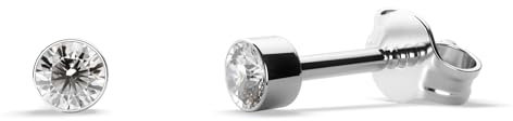 TIABELLE – Ohrstecker RISE aus Titan mit funkelnden Swarovski® Zirconias – Silberfarbene Ohrringe für Damen – allergenfrei & hautverträglich – Handmade in Germany (MINI | 2,8mm ø | White)