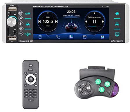VIGORTHERIVE 5.1 Pulgadas IPS Single DIN Car Radio Bluetooth Car MP5 Player Pantalla táctil Multimedia con Control del Volante + Cámara de Respaldo.