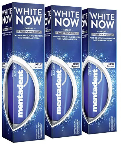 3x Mentadent White Now Original Zahnpasta Aufheller, 3 Zahnpasta, je 75 ml