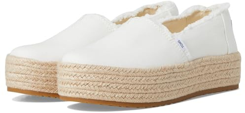 Toms Women's Valencia Platform Espadrille, Textile Upper, OthorLite Insole, White Canvas/Fray, 8.5