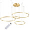 Wandun Moderne LED Pendelleuchte, 4-Ringe Kollektion, Gold Farbe, Verstellbarer HäNgeleuchter, Moderne Deckenleuchte, mit Fernbedienung Dimmbar, 3000k - 6000k, mit Speicherfunktion, 68w