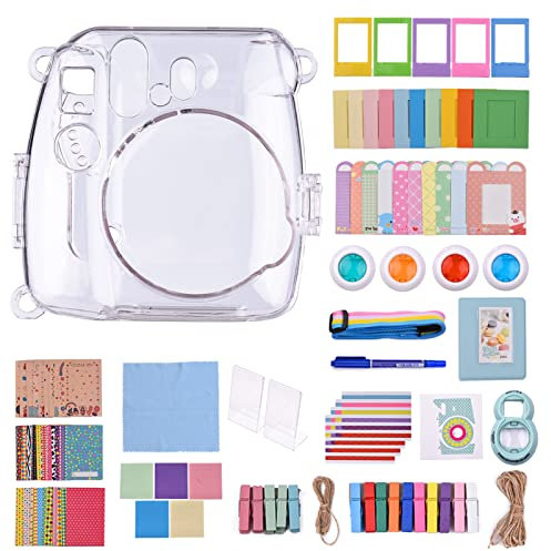 Andoer 18-in-1 Instant Camera Accessories Kit Replacement for Fujifilm Instax Mini 8/9 Instant Film Camera with Case/Album/Selfie Mirror/Stickers/Frames/Lens Filter/Lanyard and More