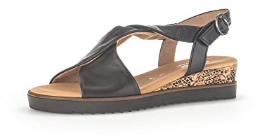 Gabor Women Sandals, Ladies Wedge Sandals,Wedge Sandals,Wedge Heel,Summer Shoe,Comfortable,Flat,Black (Schwarz),37.5 EU / 4.5 UK