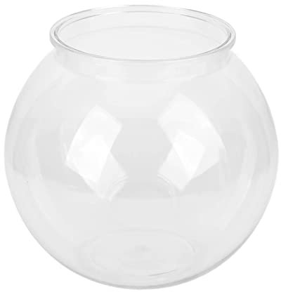 Plastic Round Fish Bowl, Largest Mini Plastic Fish Bowls Plastic Round Fish Bowl Style Break Proof Fish Tank for Desk Bookcase Decorations (S)
