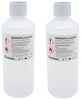 Hexeal 99.9% Isopropyl Alcohol 1L – 2 x 500ml IPA for Sanitising & Cleaning | Removes Grime from Phones and Electronics, Powerful Degreaser and Cleaning Fluid