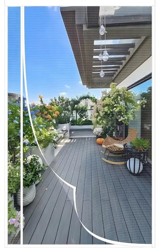 Moustiquaire de porte magnétique, 220x200cm Rideaux moustiquaires, Rideau anti-mouches magnétique Idéal pour la porte de la cave/terrasse, Blanc