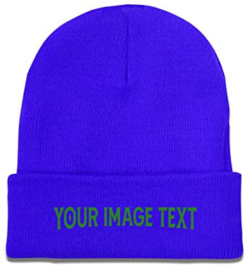 Benutzerdefinierte Unisex warme weiche Kopfbedeckung für Männer und Frauen fügen Sie Ihr Bild hier Bündchen Beanie Mütze Schwarz, blau, One size