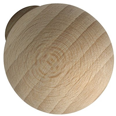 ALLES IM GRIFF Möbelknopf Holz Olwen ø 30mm - Knauf für Schrank rund, Tiefe 34mm - Türknauf, Buche roh
