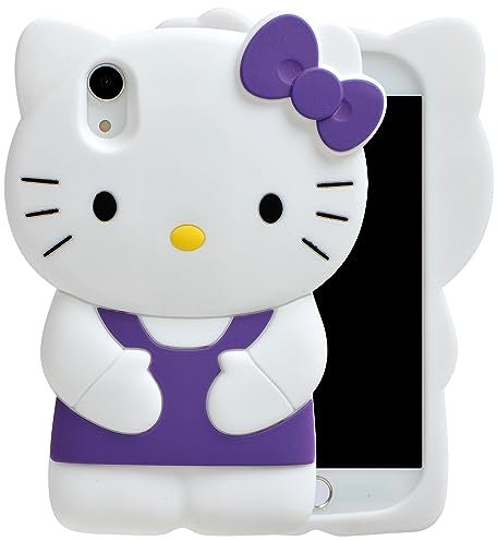 MONEHOYSY Cartoon Case for iPhone XR 6.1 inches, Fashion Cute 3D Cute Kitty Kawaii Soft Silicone Animal Protective Gel Shockproof Gel Back Cover for Kids Women Girls Boys (XR 6.1 inch, Purple)