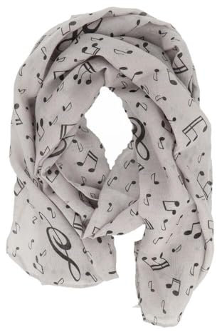mugesh Schal Notenmotive - schönes Geschenk für Musiker (grau)