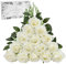 Tifuly White Fake Roses Artificial Flowers - 16 Pcs Fake Artificial White Roses Silk Flowers with Stems for Home Wedding Hotel Office Centerpiece Decor
