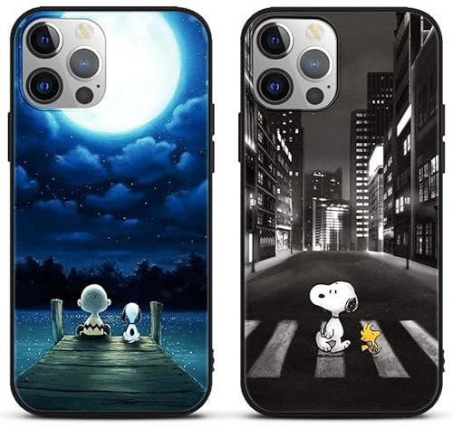 PBNDJVG [2 Stück] Schutzhülle für Apple iPhone 15 PRO Hülle 6.1/'', Weich TPU Stoßfest Silikon Cartoon Anime Handyhülle mit Snoopy Karikatur Muster Design Cover für iPhone 15 PRO,Niedlich 1