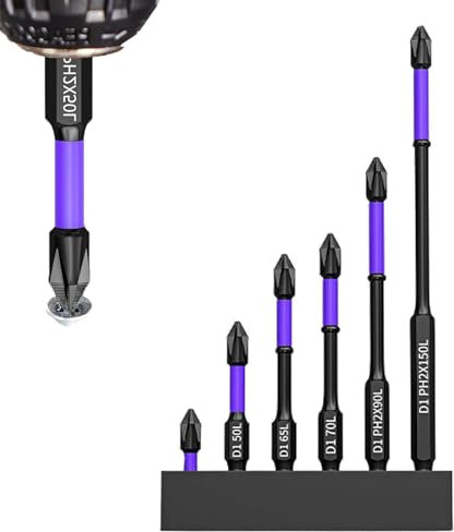 FAINCA 6 Pezzi Magnetico Punte Avvitatore, Antiurto Punte per Avvitatore, Elevata Durezza Punte per Trapano, Punta Magnetica Antiscivolo, Set Inserti Avvitatore, per Avvitatori Elettrici
