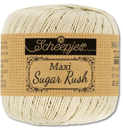 Frida's Wollhaus Scheepjes 50 g Maxi Sugar Rush Crochet Yarn Filet Crochet Cotton 87 Colours (505 | Linen)