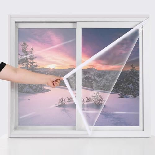 Innen-Thermo Cover Fenster-Isolierfolie,Fenster Isolierfolie Thermo Cover,Kälteschutzfolie,Planen-Isolierfolie,Transparentes Energiesparfolie für Winter,Anpassbar (135x170cm/53x67)