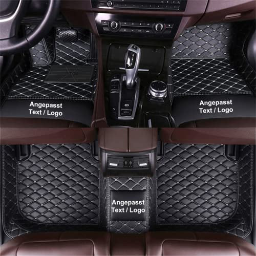 Anpassen Fußmatten für Audi A1 A3 A4 A5 A6 A7 A8 Q2 Q3 Q4 Q5 Q7 Q8 S3 S4 S5 S7 S8 SQ5 SQ7 RS TT,PU-Leder Allwetter wasserdichte rutschfeste Auto Fussmatten Set (Schwarz Beige)
