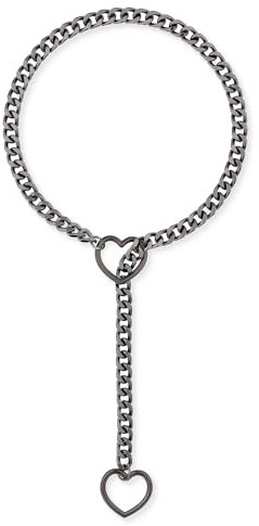 ADEMISHIA Damen-Halskette mit Herz-O-Ring – Handgefertigte verstellbare Punk-Gothic-Lariatkette in Y-Form (Schwarz, 34)