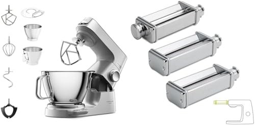 Kenwood Titanium Chef Baker KVC85.004SI Küchenmaschine mit integrierter Waage & Pasta-Set MAX980ME Zubehör für Kenwood Küchenmaschinen