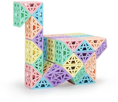 ROXENDA Magic Snake mit 48 Blöcke, Magische Schlange Würfel Twist Puzzle - 3D Fidget Knobelspiele Mitgebsel Kindergeburtstag für Kinder Erwachsene - 1 Pack