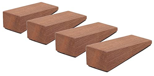 4 Stück Holz-Türstopper in Holzoptik für Schlafzimmer, Wohnzimmer, Badezimmer, Keilstopper, Türstopper, Stopper, Dunkelbraun, Dreieckig, Anti-Rutsch-Türstopper