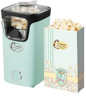 Bestron Palomitero, Turbo-Palomitas en menos de 2 minutos, con tecnología de aire caliente, incluye 10 bolsas de palomitas y taza medidora integrada, colección Sweet Dreams, Color: Verde