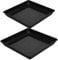 POPETPOP Lot de 2 soucoupes carrées en plastique pour pot de fleurs - 40,6 cm - Noir
