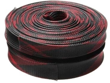 YXYFA 5M isolierter Geflechtschlauch, PET, schwarz rot, 2/4/6/8/10/12/15/20/25mm, for Schutz von Drähten und Kabeln, 1St(20mm)