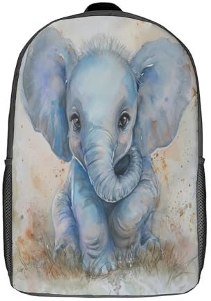 VesFy Elefanten Junge Rucksack Ranzen Für Schule Daypack Buchtasche Reiserucksäcke Mädchen Junge Kinder 17inch