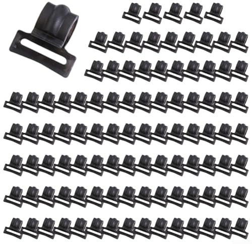 ZYWUOY 100pcs Camping Tent Hooks, Caravan Awning Tent Pole Plastic Inner C-Clips Hanger(9mm)