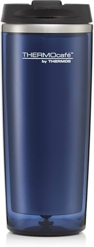 Thermos Thermocafe Midnight Blue Travel Tumbler 350ml - Hot & Cold Insulated Flip Lid Flask