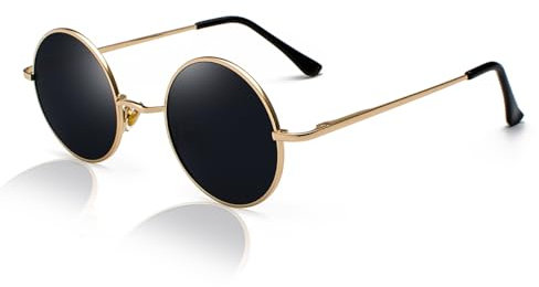 XITUADDA Polarisiert Retro Runde Sonnenbrille Herren Damen Mode Hippie Metallrahmen UV400 Schutz