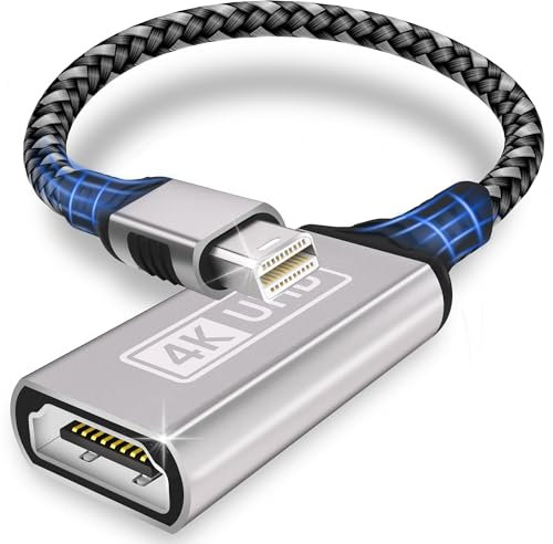 Mini DisplayPort vers HDMI,manchon en aluminium tressé en nylon plaqué or 4K Adaptateur Mini DP vers HDMI Adaptateur HDMI Thunderbolt 1/2 (Mini DP) Compatible avec MacBook Pro/Air,iMac,Surface Pro